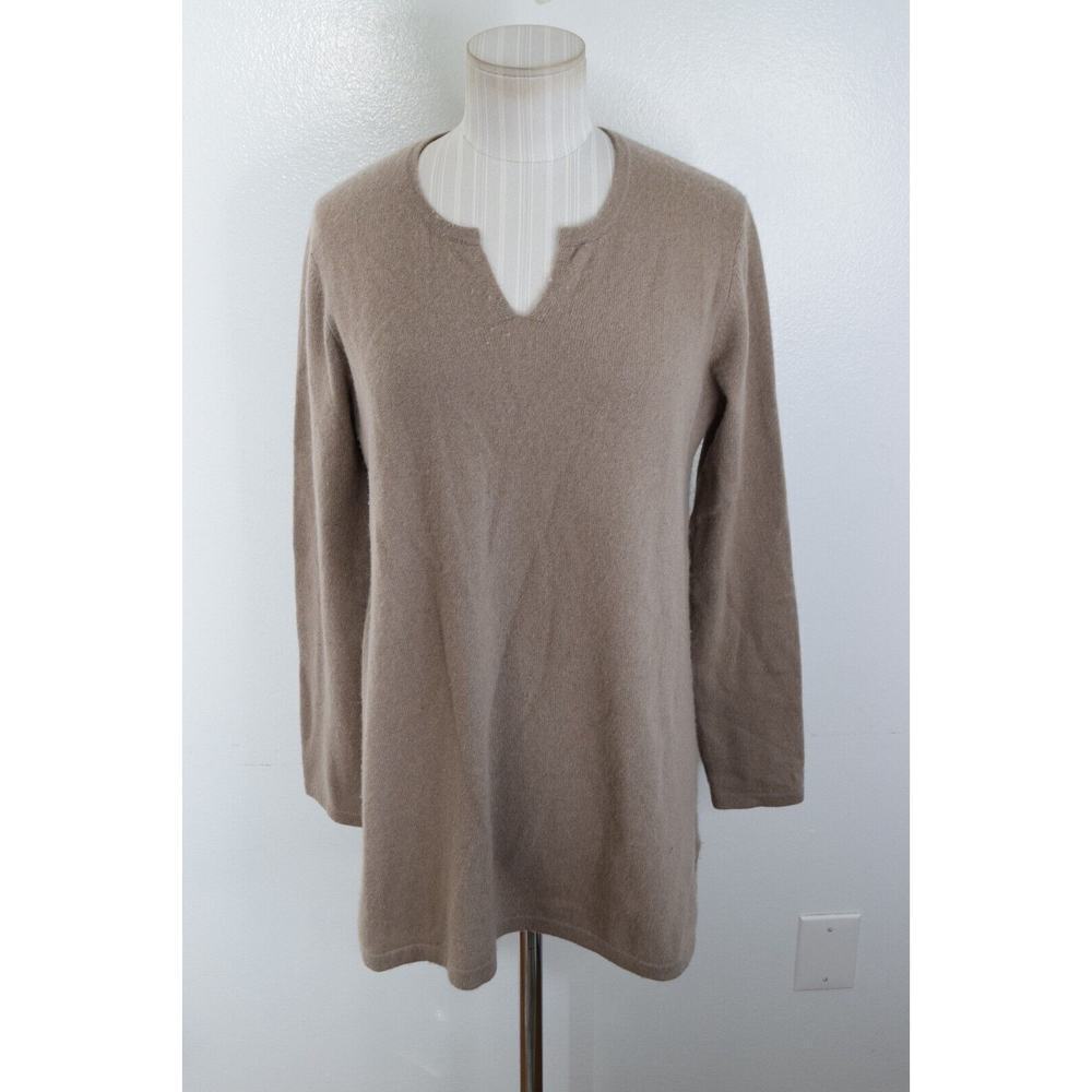 Frontgate Luxury Women’s Size S/M 100% Cashmere Sweater V Neck Long Sleeve Brown